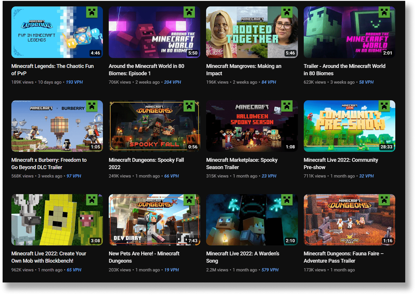 example of minecraft branding on youtube