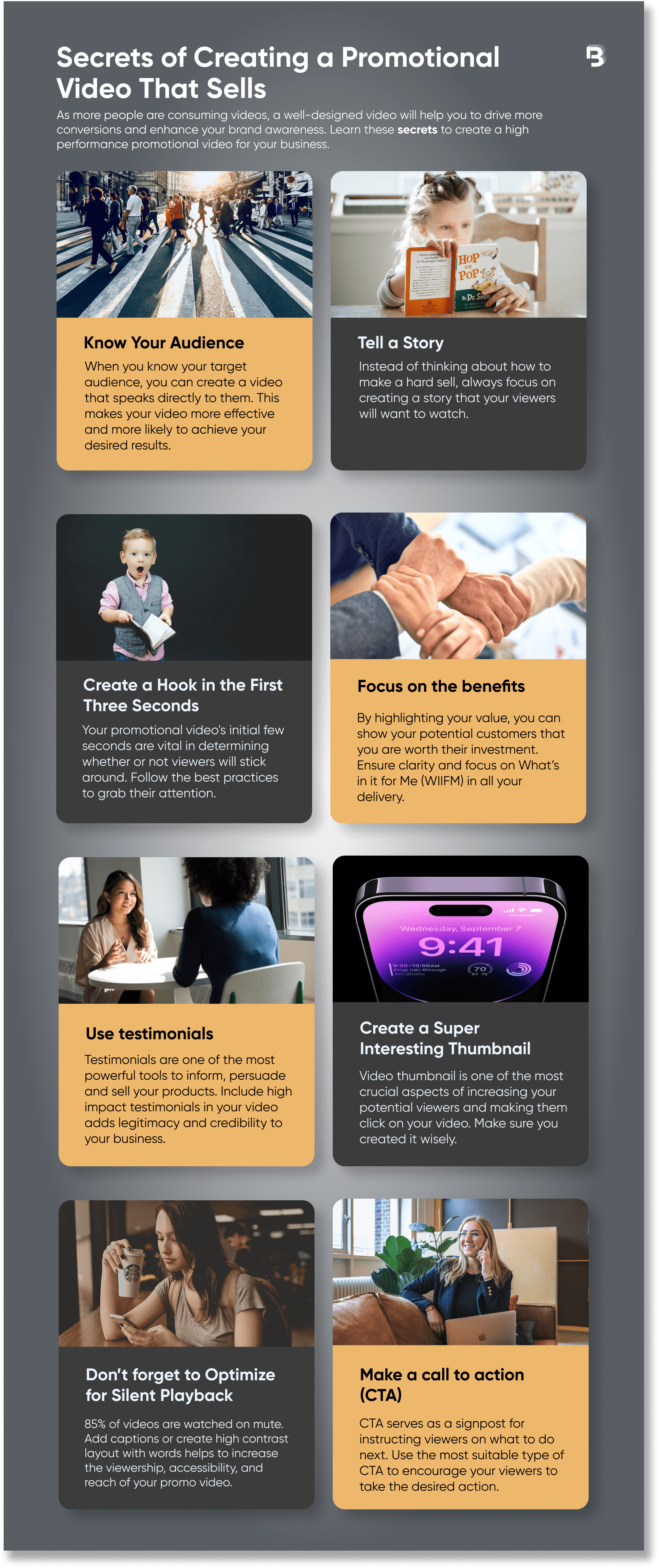 infographic of creating a promotional video that sells