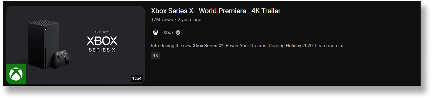 example of video thumbnail by xbox