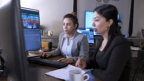 client working with a video marketer